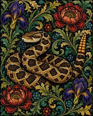 Rattlesnake - 19th Century Arts and Crafts Style Art Print