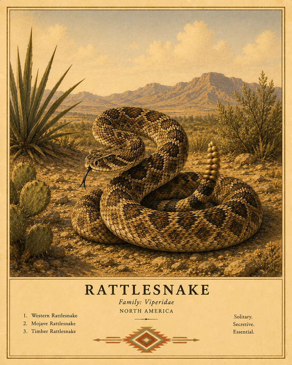 Rattlesnake - Vintage Wildlife Art - Antique Nature Illustration