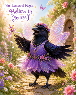 Raven Fairy - Believe in Yourself - Animal Fairies - Children's Fantasy Artwork