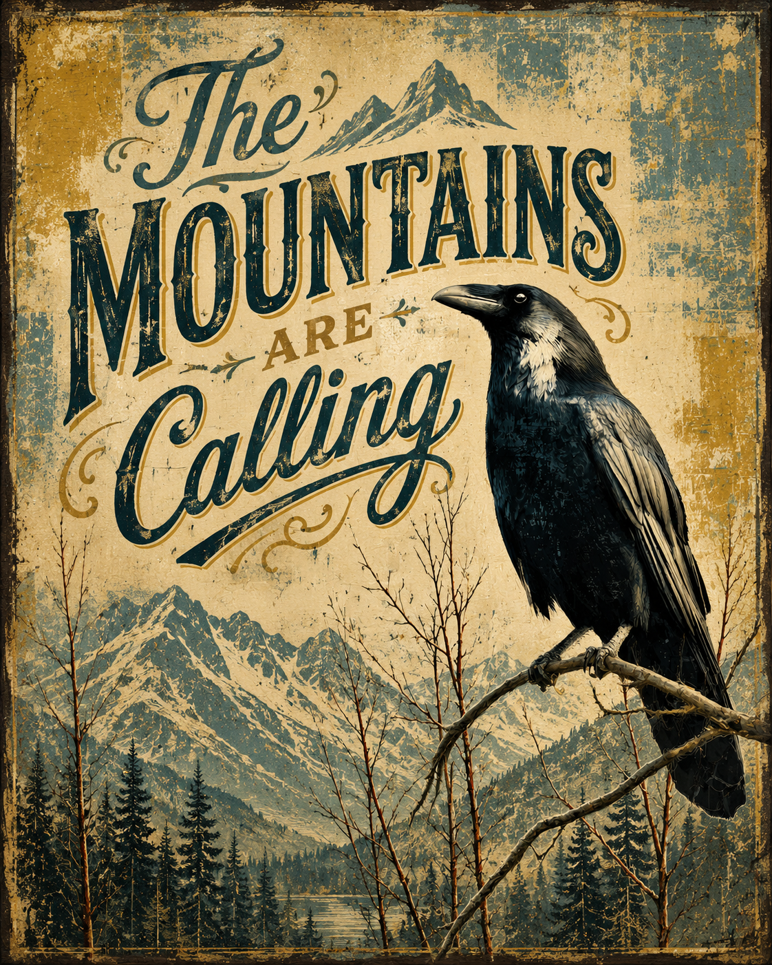 Raven - The Mountains are Calling Art Print