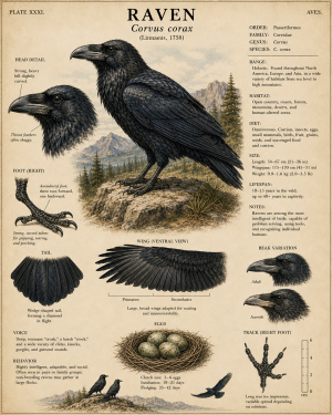 Raven - Vintage Wildlife Art - Antique Nature Illustration