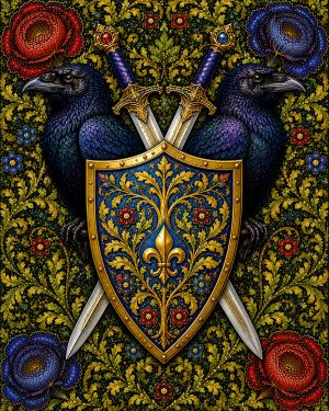 Ravens and Swords - Art Nouveau Fantasy Artwork