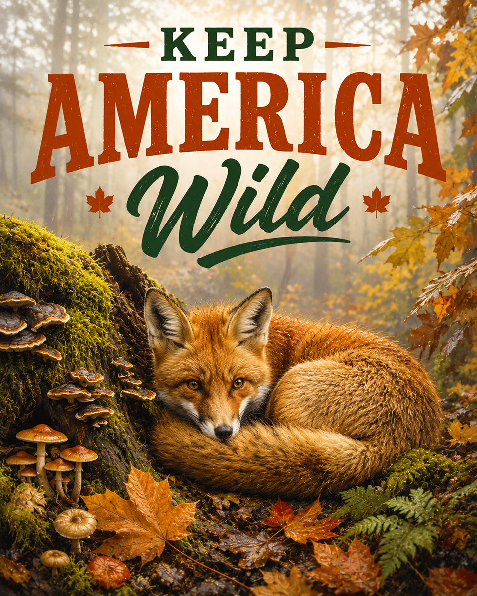 Red Fox - Keep America Wild Art Print - Americana Nature Artwork