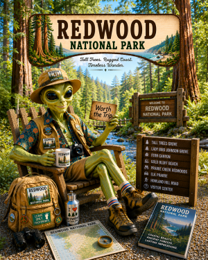 Redwood National Park Souvenir Art Print