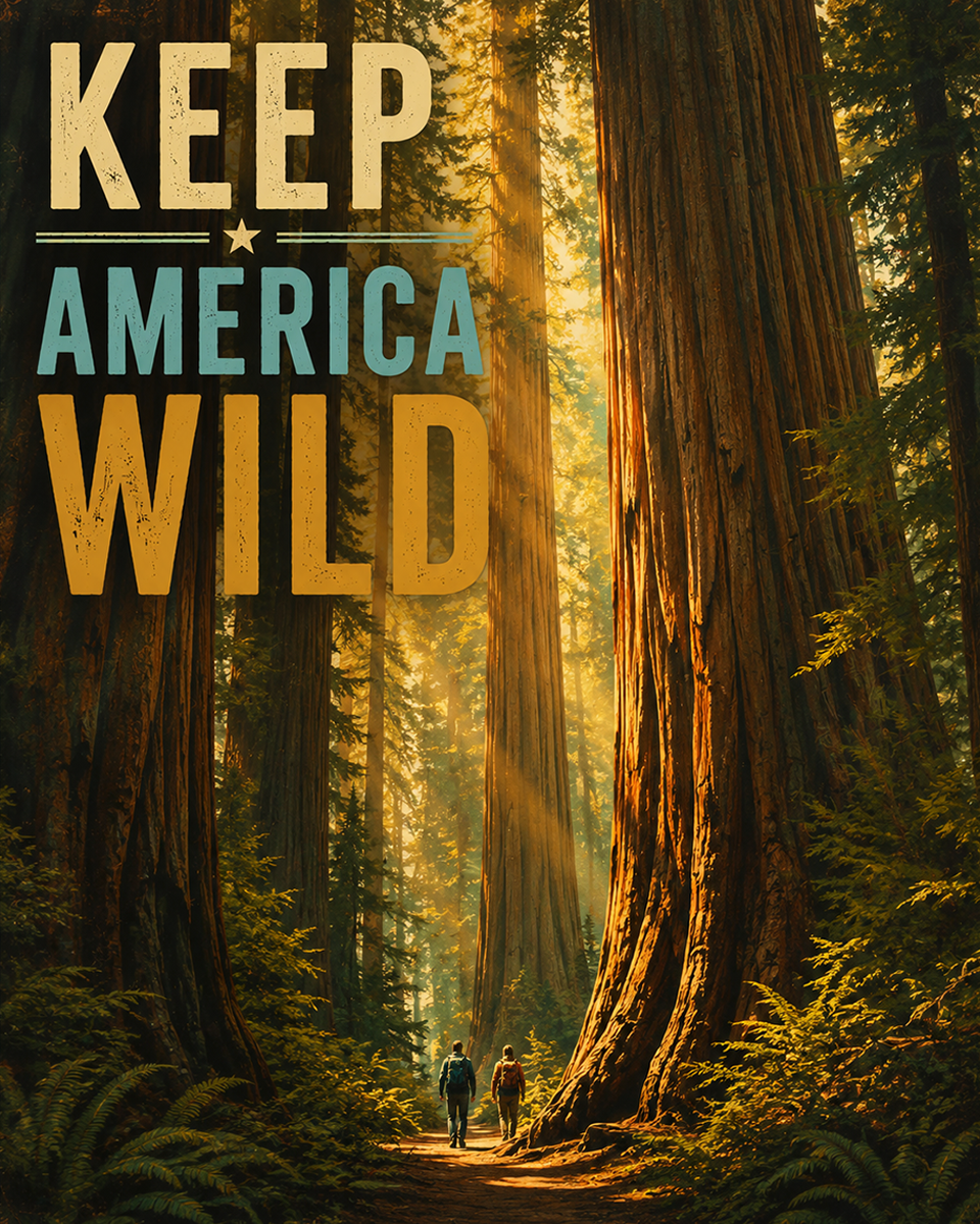 Redwoods - Keep America Wild Art Print - Americana Nature Artwork