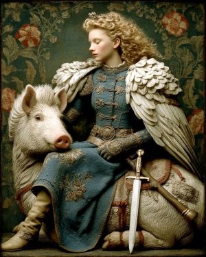 Relaxing with Her War Pign - Freyja the Norse Goddess Art Print