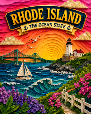 Rhode Island Souvenir Art Print - Name Drop Destination Travel Poster