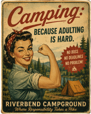 River End - Vintage Advertising Parody Camp Ground Ad