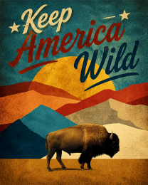 Roaming Bison - Keep America Wild Art Print - Americana Nature Artwork