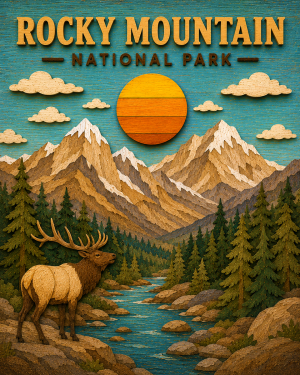 Rocky Mountain National Park Souvenir Art Print - Name Drop Destination Travel Poster