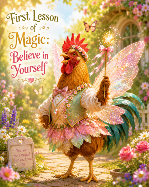 Rooster Fairy - Believe in Yourself - Animal Fairies - Children's Fantasy Artwork