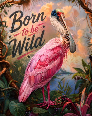 Roseate Spoonbill - Born to Be Wild - Wildlife Art Print