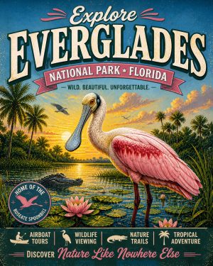 Roseate Spoonbill - Everglades National Park Art Print