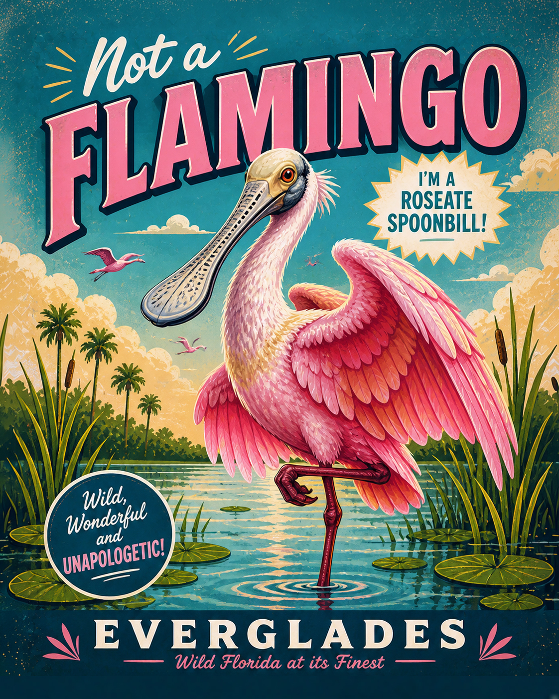 Roseate Spoonbill - Not a Flamingo - Everglades National Park Art Print