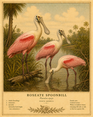 Roseate Spoonbill - Vintage Wildlife Art - Antique Nature Illustration