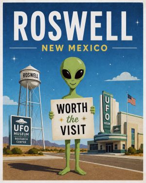 Roswell New Mexico - Minimalist Style Alien Worth The Trip Art Print