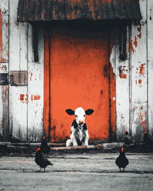 Sad Little Calf - Cow Art Print
