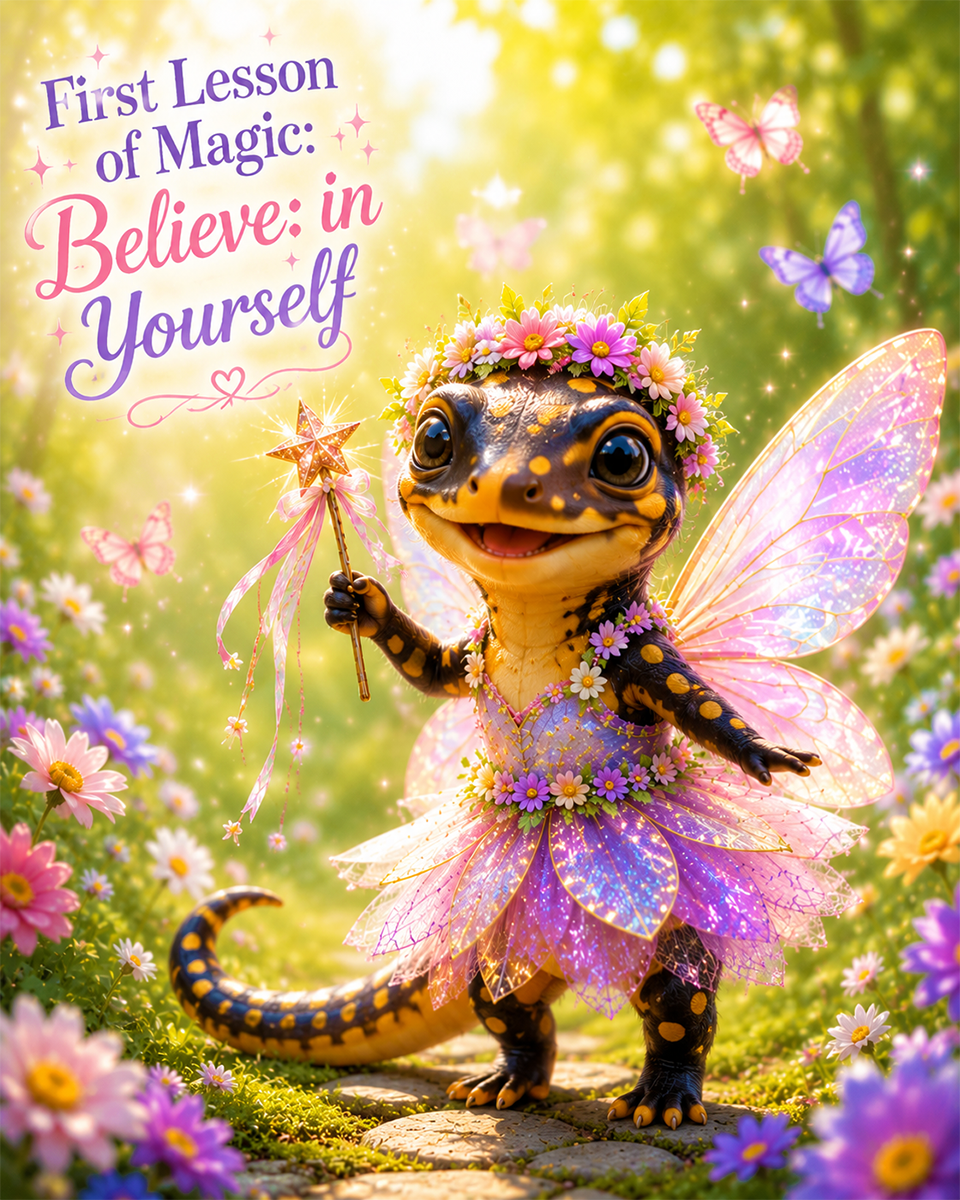 Salamander Fairy - Believe in Yourself - Animal Fairies - Children's Fantasy Artwork