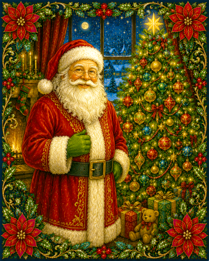 Santa Claus by X Mas Tree - Christmas Art Print