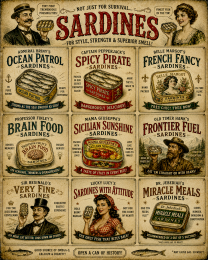 Sardines - Vintage Advertising Parody Food Ad