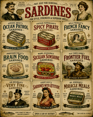 Sardines - Vintage Advertising Parody Food Ad