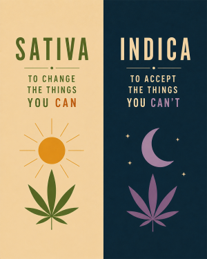 Sativa Indica Day Night Minimalist - Marijuana Poster
