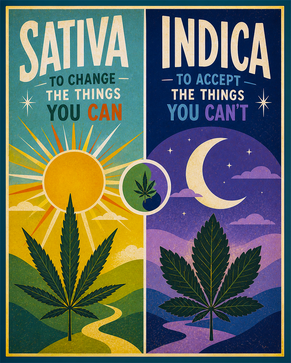 Sativa Indica Day Night - Marijuana Poster