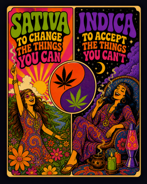 Sativa Indica Psychedelic - Marijuana Poster