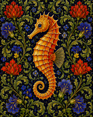 Seahorse - 19th Century Arts and Crafts Style Art Print