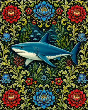Shark - 19th Century Arts and Crafts Style Art Print
