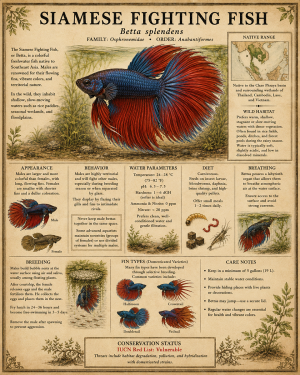 Siamese Fighting Fish - Vintage Wildlife Art - Antique Nature Illustration