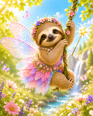 Sloth Fairy - Animal Fairies - Children's Fantasy Artwork