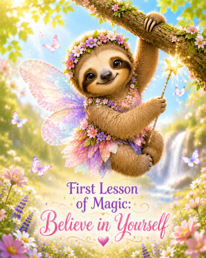 Sloth Fairy - Believe in Yourself - Animal Fairies - Children's Fantasy Artwork