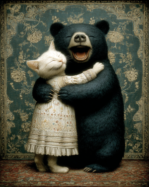 Slow Dance with a Kitten - Black Bear Art Print