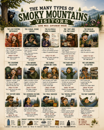 Smoky Mountains - Types of National Park Visitors Souvenir Art Print