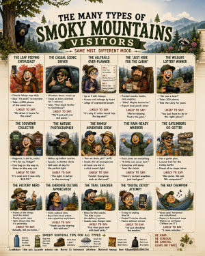 Smoky Mountains - Types of National Park Visitors Souvenir Art Print