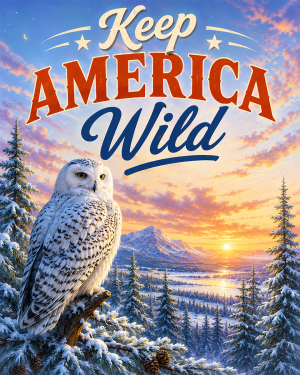 Snowy Owl - Keep America Wild Art Print - Americana Nature Artwork