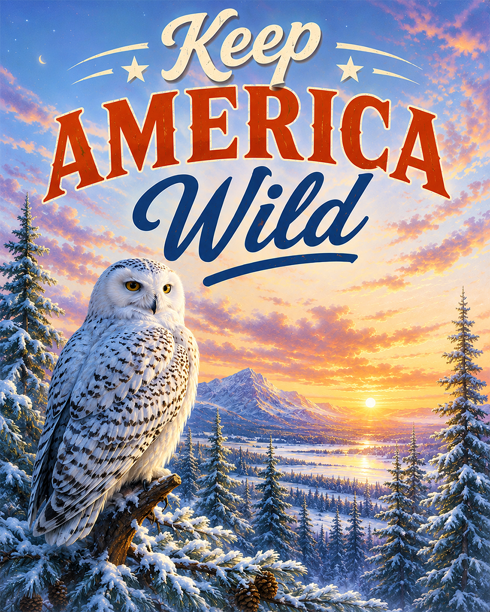 Snowy Owl - Keep America Wild Art Print - Americana Nature Artwork