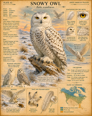 Snowy Owl - Vintage Wildlife Art - Antique Nature Illustration