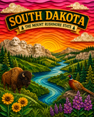 South Dakota Souvenir Art Print - Name Drop Destination Travel Poster