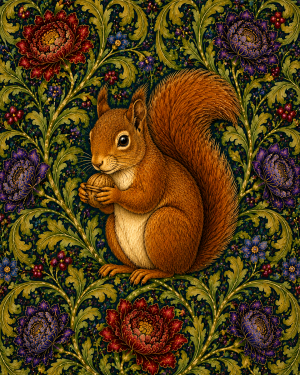 Squirrel - 19th Century Arts and Crafts Style Art Print
