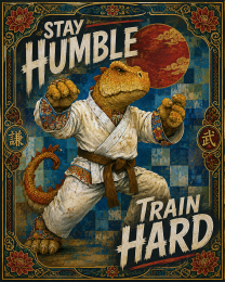 Stay Humble Train Hard - Dino - artial Arts Artwork