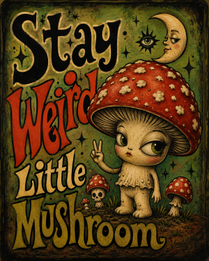 Stay Wierd Little Mushroom - Mushroom Wall Art