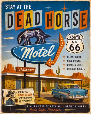 Stay at the Dead Horse Motel - Route 66 Parody Poster