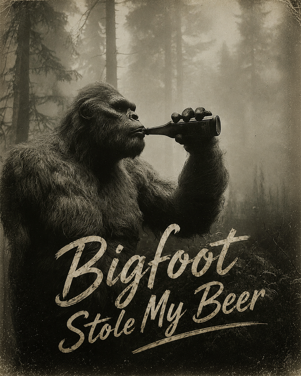 Stole My Beer - Bigfoot Wall Art