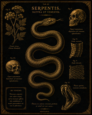 Strange Fake Snake Study - Dark Academia Art Print