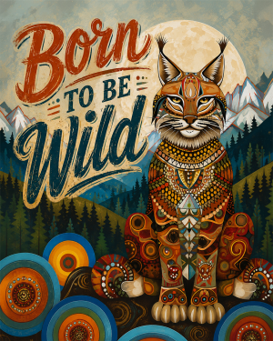 Stylized Lynx - Born to Be Wild - Wildlife Art Print