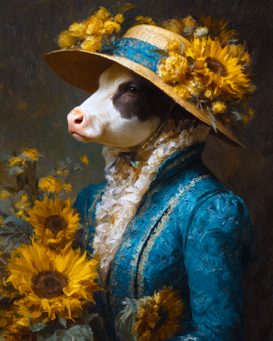 Sunflower Sally from Des Moine - Cow Art Print