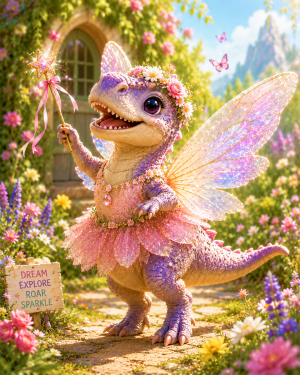 T Rex Dinosaur Fairy - Animal Fairies - Children's Fantasy Artwork