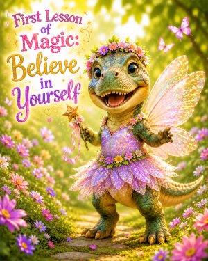 T Rex Dinosaur Fairy - Believe in Yourself - Animal Fairies - Children's Fantasy Artwork